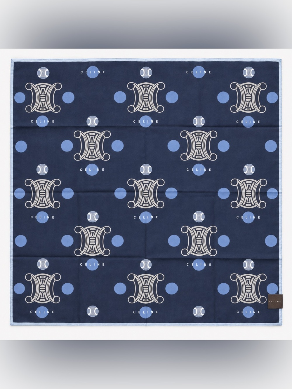 Celine Navy Blue Cotton Triumph Motif Handkerchief NWT